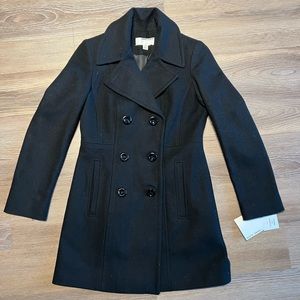 NEW! ANNE KLEIN Women's Black Double-Breasted Peacoat XS - Retail $265